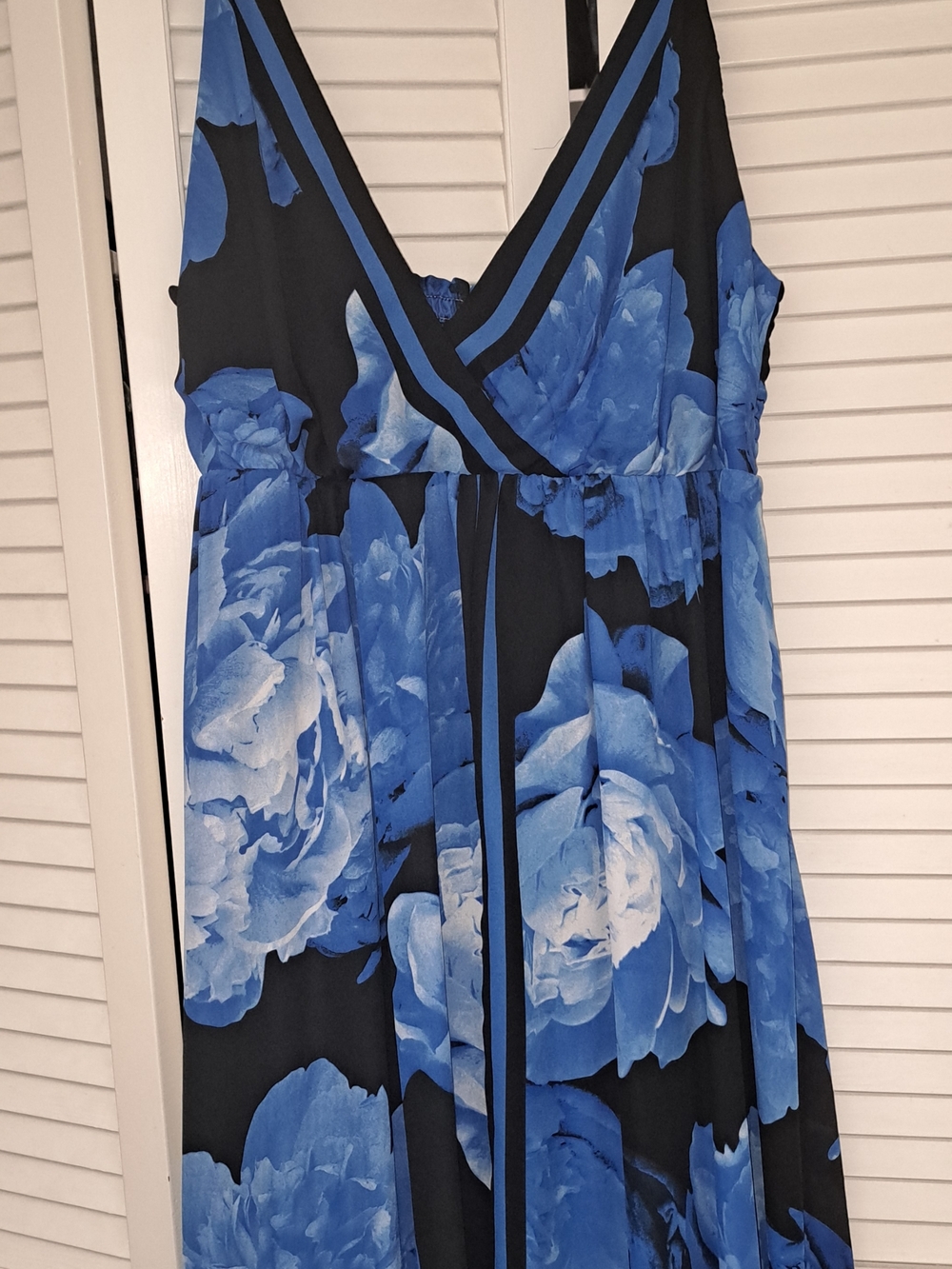 Ashley Stewart Blue and Black Floral Maxi Dress